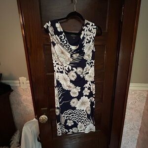 Connected Apparel Black and White Sheath Midi Dress